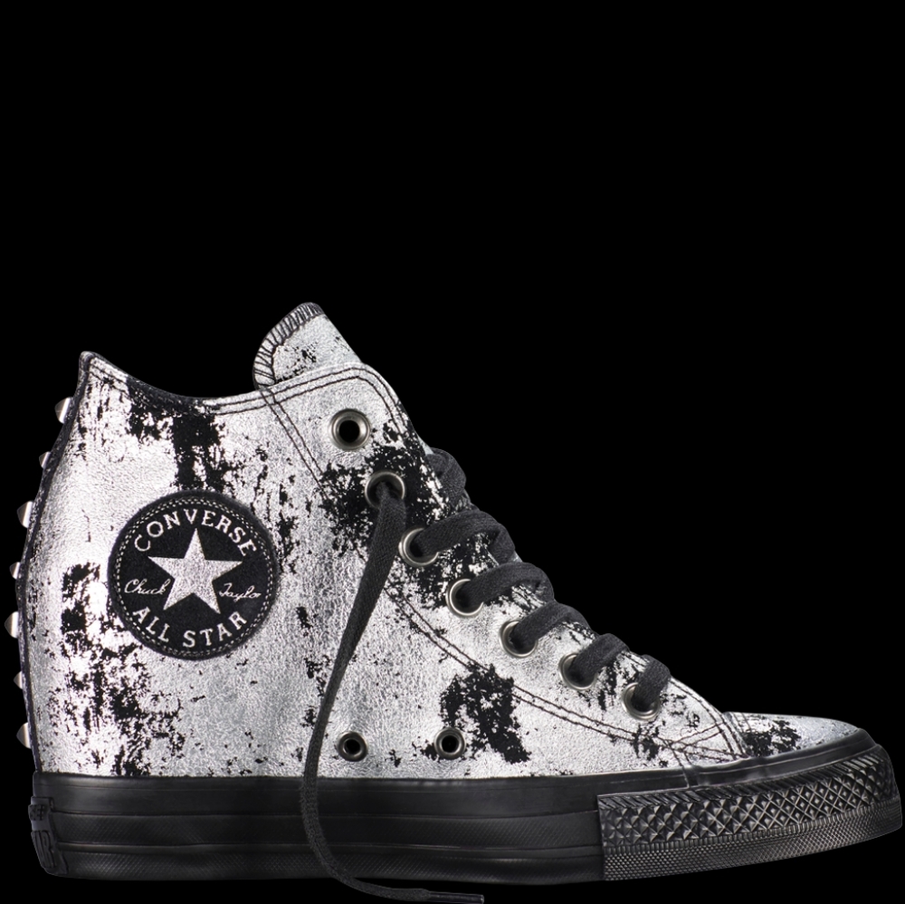 Chuck Taylor All-Star Lux Silver wedge sneakers!!